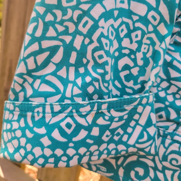 Chico's  Sz 3 Turquoise and White Jacket - Picture 4 of 4